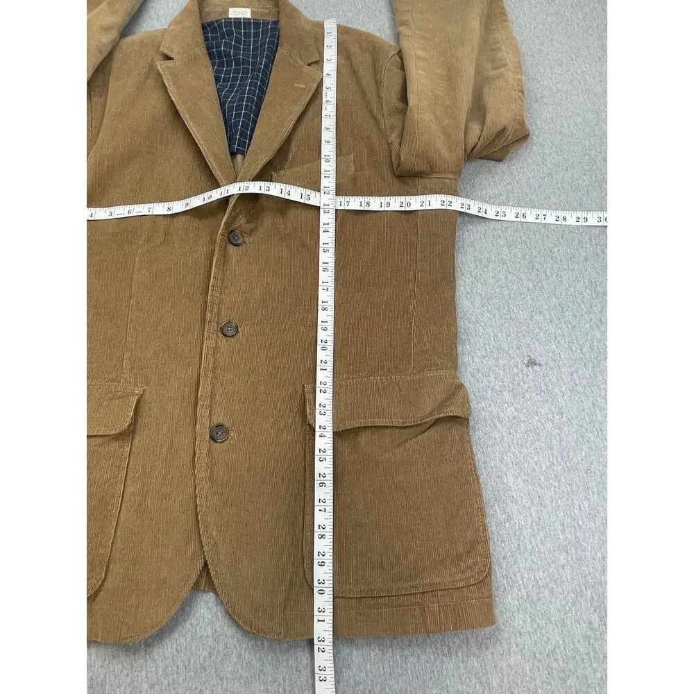 J Crew Blazer Mens‎ Large Brown 100% Cotton Corduroy 3-Button Single Breasted